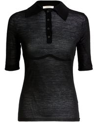 Carven - Wool Semi-sheer Polo Shirt - Lyst