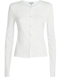 Ganni - Organic Cotton Pointelle Cardigan - Lyst