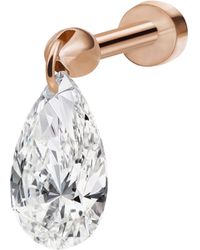 Maria Tash - Rose Gold Floating Pear Diamond Charm Threaded Stud Earring (7mm) - Lyst
