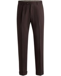 BOSS - Linen-Wool Tailored Trousers - Lyst