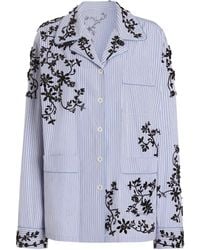 Dolce & Gabbana - Cotton-Silk Stripe Embroidered Shirt - Lyst
