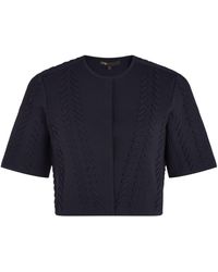 Maje - Pointelle Knit Lace Cropped Cardigan - Lyst
