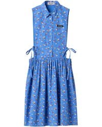 Miu Miu - Cotton Poplin Floral Mini Dress - Lyst