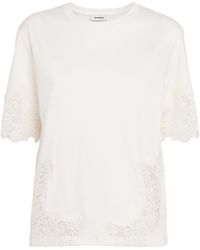 Sandro - Cotton Lace T-Shirt - Lyst