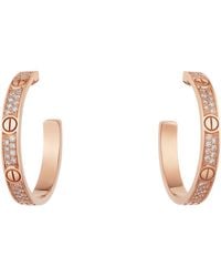 Cartier - Rose Gold And Diamond Love Hoop Earrings - Lyst