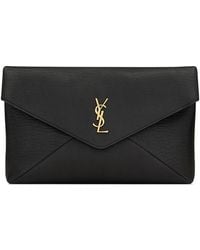 Saint Laurent - Envelope Cassandre Large Leather Clutch - Lyst