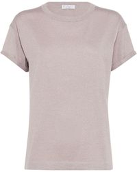 Brunello Cucinelli - Silk-cashmere Lamé T-shirt - Lyst