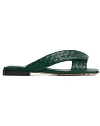 Bottega Veneta - Exclusive Leather Intrecciato Riva Flat Mules - Lyst