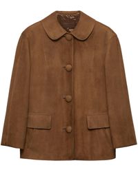 Prada - Suede Collared Jacket - Lyst