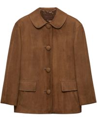 Prada - Suede Collared Jacket - Lyst