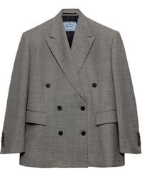 Prada - Wool Double-Breasted Grisaille Blazer - Lyst