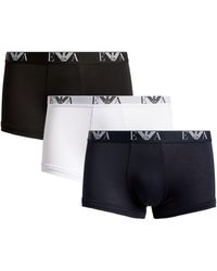 Emporio Armani - Stretch-cotton Eagle Monogram Trunks (pack Of 3) - Lyst
