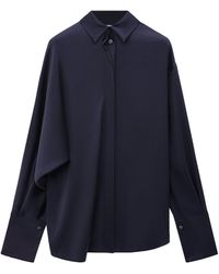 Loewe - Silk-Satin Draped Shirt - Lyst