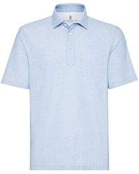 Brunello Cucinelli - Cotton And Silk Textured Polo Shirt - Lyst