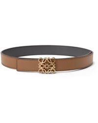 Loewe - Leather Reversible Anagram Bombé Belt - Lyst
