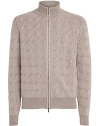 FIORONI CASHMERE - Cashmere Cable-Knit Zip-Up Sweatshirt - Lyst