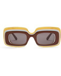 Loewe - X Paula's Ibiza Layered Rectangular Sunglasses - Lyst
