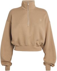 ÉTERNE - Cotton-Blend Half-Zip Cropped Sweatshirt - Lyst