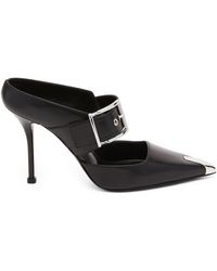 Alexander McQueen - Leather Punk Buckle Mules 90 - Lyst