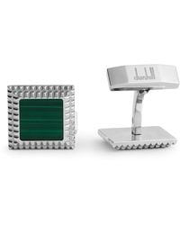 dunhill - Rhodium-Plated And Malachite Hobnail Cufflinks - Lyst