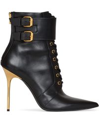 Balmain - Leather Uria Ankle Boots 95 - Lyst