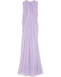 McQueen - Silk Pleated Strapless Gown - Lyst