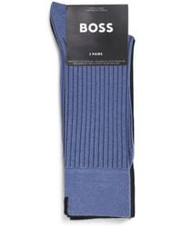 BOSS - Ribbed Logo Socks - Lyst