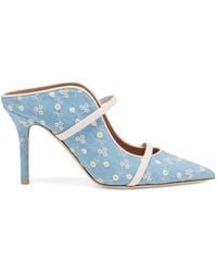 Malone Souliers - Denim Floral Maureen Heeled Mules 85 - Lyst