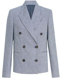 Brunello Cucinelli - Houndstooth Double-Breasted Blazer - Lyst
