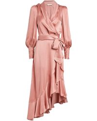 Zimmermann - Silk Wrap Midi Dress - Lyst