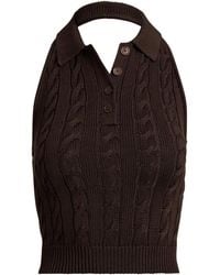 Ralph Lauren - Silk-Blend Cable-Knit Halterneck Polo Sweater - Lyst