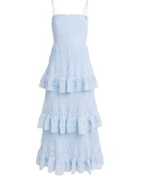 Self-Portrait - Chiffon Lace-Trim Midi Dress - Lyst