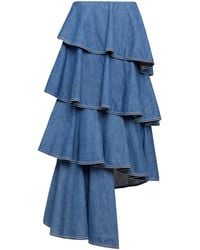 Alaïa - Denim Spiral Skirt - Lyst