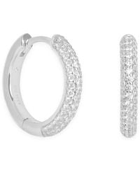Astrid & Miyu - Rhodium-Plated Pavé Essential Hoop Earrings - Lyst