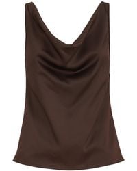 Brunello Cucinelli - Silk Satin Cowl-Neck Tank Top - Lyst