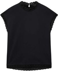 AllSaints - Organic Cotton Lace-Detail Lele Tank Top - Lyst