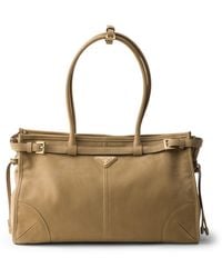 Prada - Large Nubuck Leather Bonnie Top-Handle Bag - Lyst