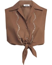 Sandro - Cotton Embellished Cropped Shirt - Lyst