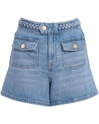 Maje - Braided Flared Denim Shorts - Lyst