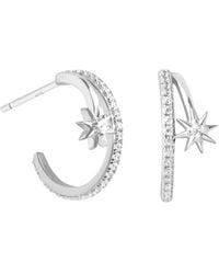 Astrid & Miyu - Rhodium-Plated Sterling And Cubic Zirconia Cosmic Illusion Hoop Earrings - Lyst