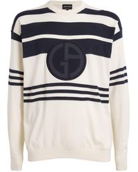 Giorgio Armani - Striped Logo Sweater - Lyst