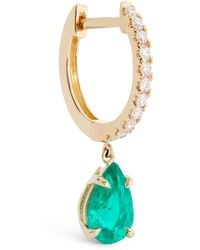 Anita Ko - Diamond And Emerald Single Huggie Earring - Lyst
