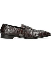 ZEGNA - Crocodile Leather Penny Loafers - Lyst