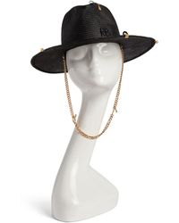 Ruslan Baginskiy - Straw Fedora Hat With Chain Chin Strap - Lyst