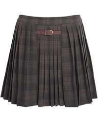 Sandro - Check Pleated Mini Skirt - Lyst