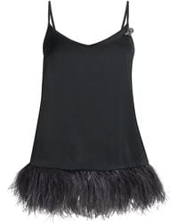 Fabiana Filippi - Satin Ostrich Feather-Trim Blouse - Lyst