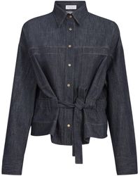 Brunello Cucinelli - Self-Tie Denim Shirt - Lyst