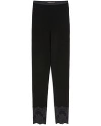 Valentino - Cashmere Floral-Hem Leggings - Lyst