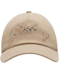 Burberry - Cotton Gabardine Cursive Logo Cap - Lyst