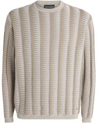 Emporio Armani - Cotton Woven Jacquard Sweater - Lyst